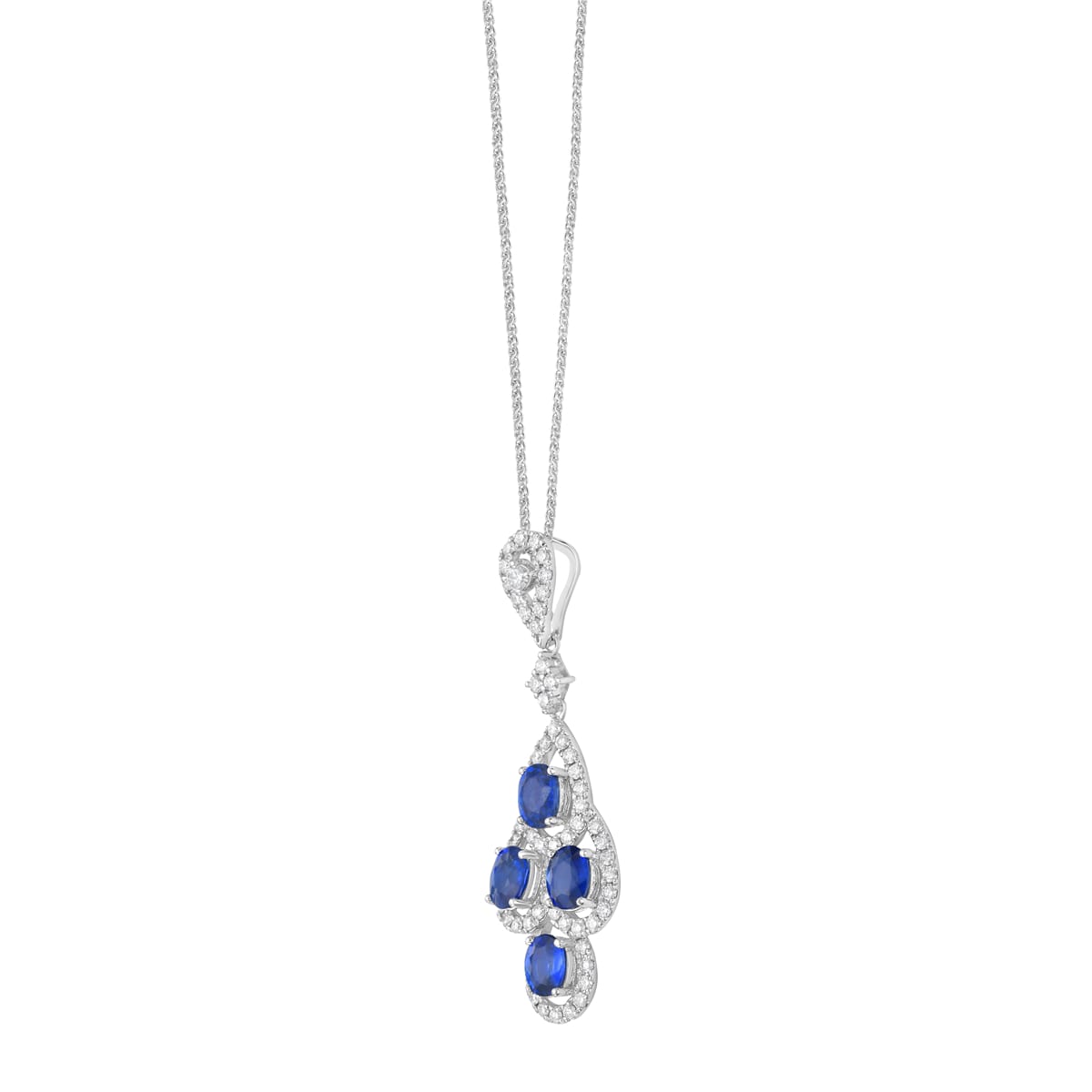 18K White Gold Blue Sapphire Pendant, 1.86ct