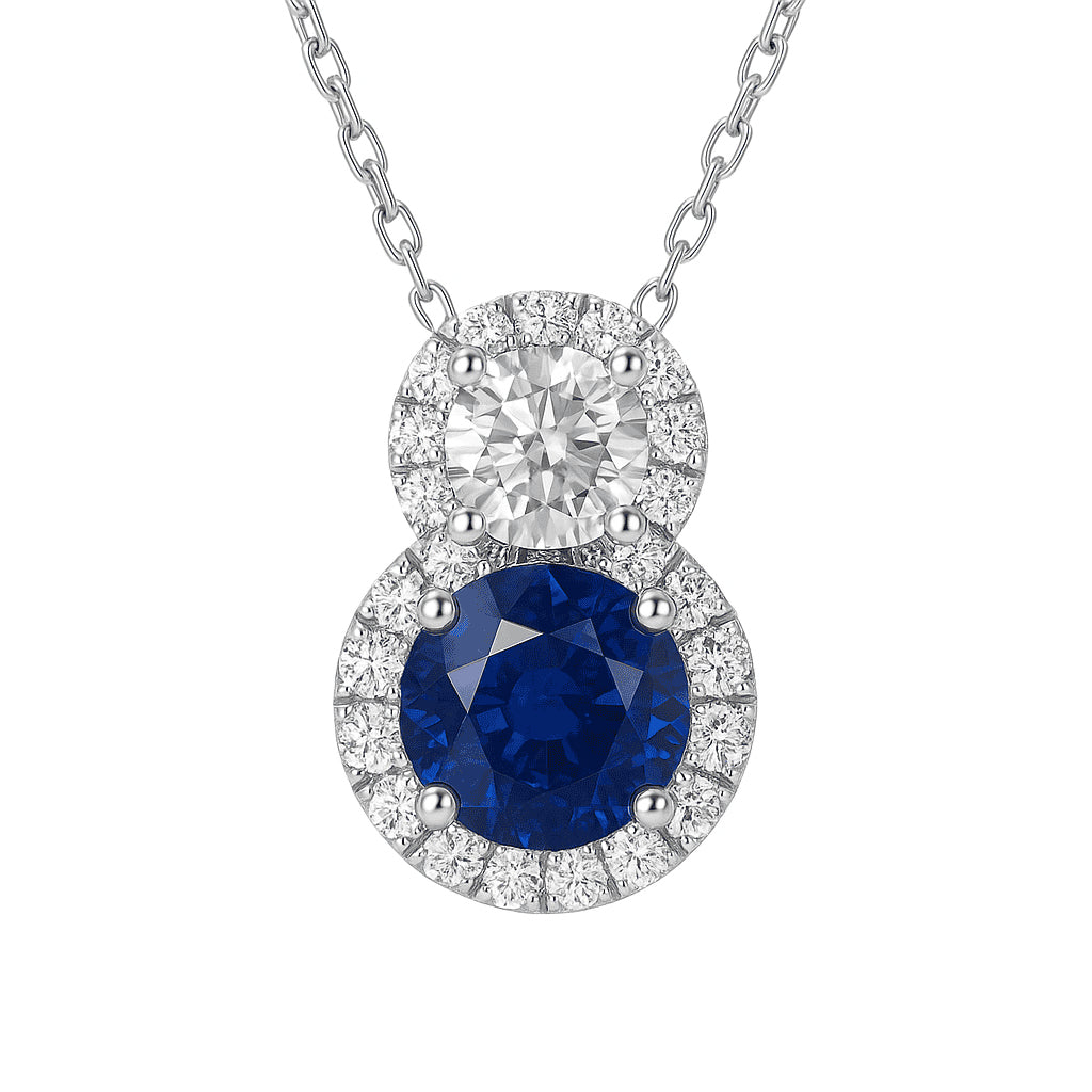 Handmade 18K White Gold Blue Sapphire Pendant, 0.85ct