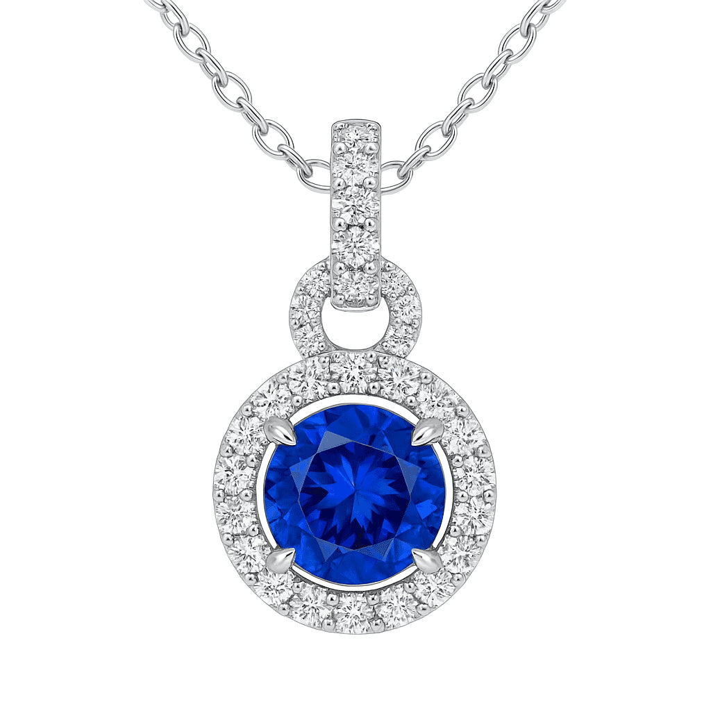 Handmade 18K White Gold Blue Sapphire Pendant, 2.53ct
