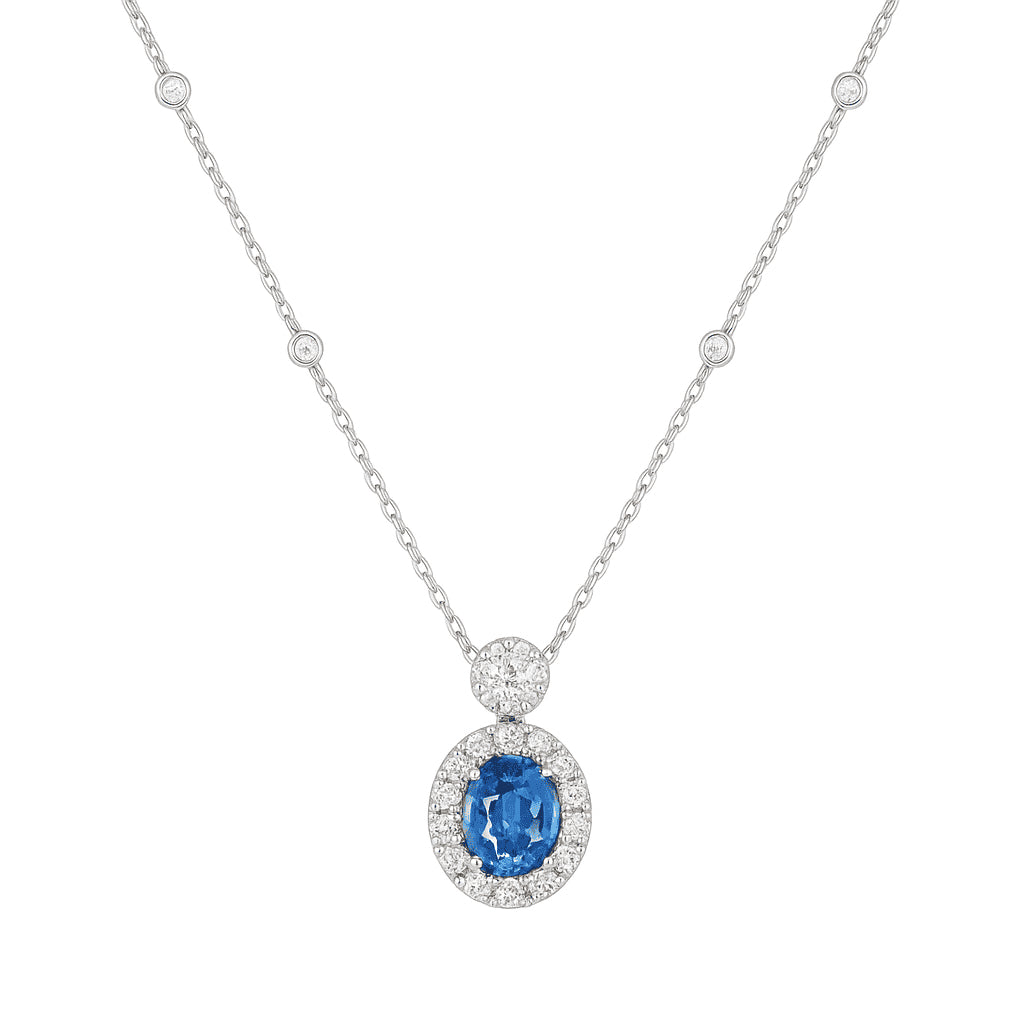 Handmade 18K White Gold Blue Sapphire Pendant, 2.72ct