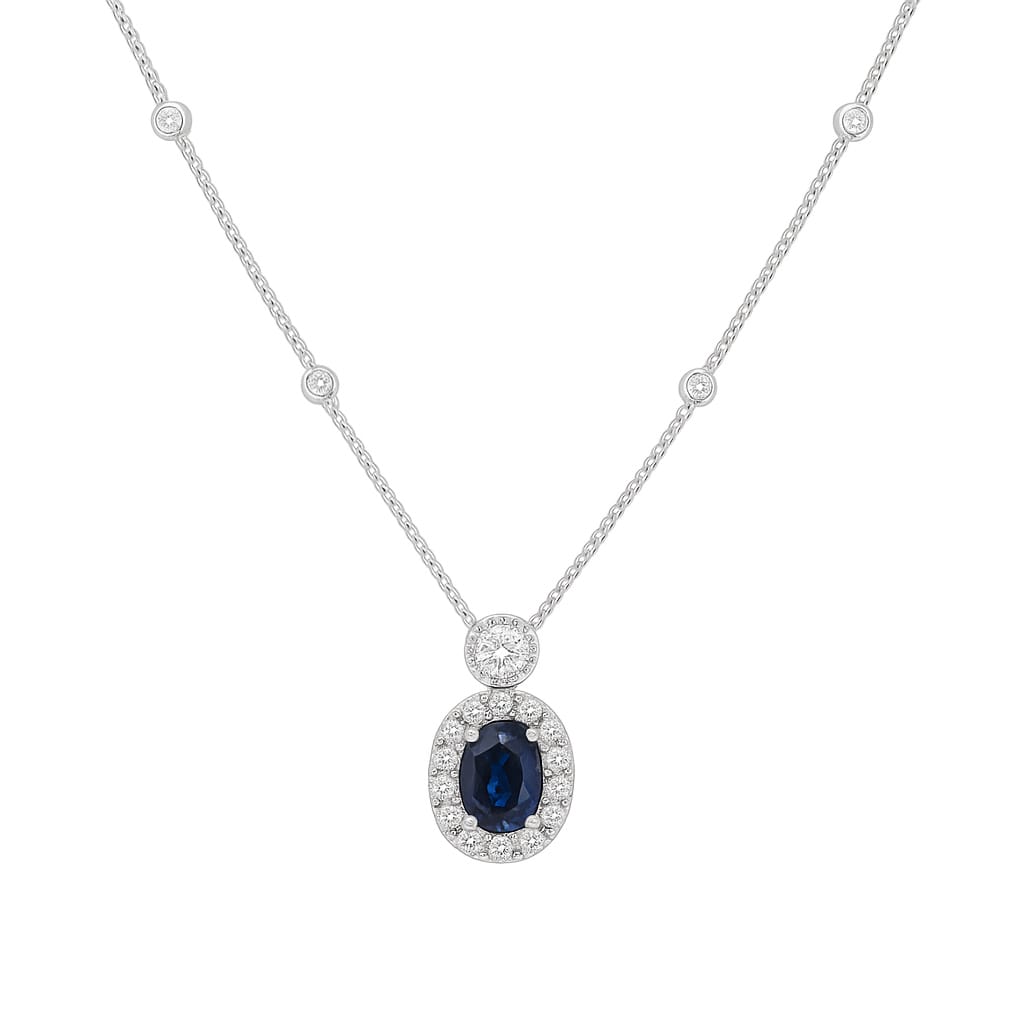 Handmade 18K White Gold Blue Sapphire Pendant, 2.37ct
