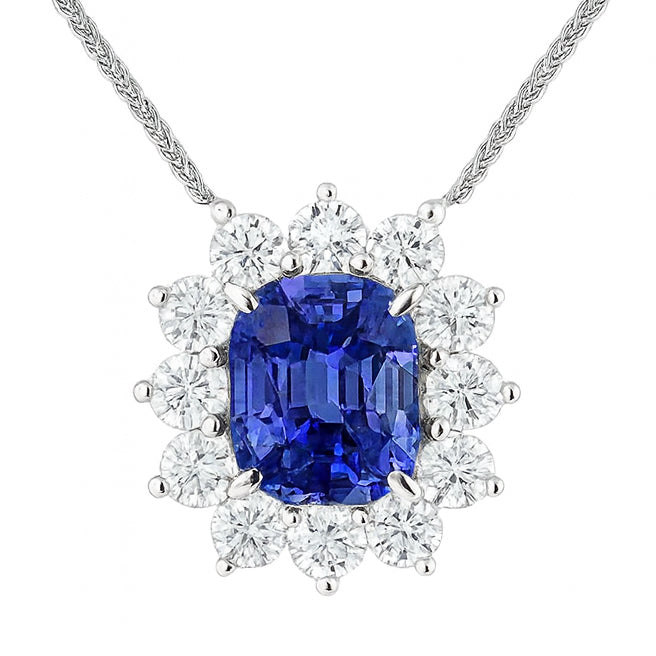SP056493 - Necklace 18KW/3.8G 1SAPP-2.95CT 12RD-1.03CT