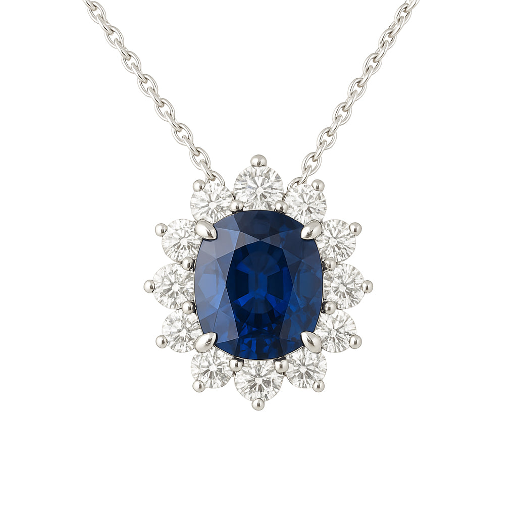 SP056495 - Necklace 18KW/3.7G 1SAPP-2.57CT 12RD-0.87CT