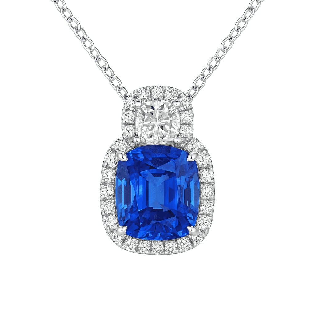 Handmade 18K White Gold Blue Sapphire Pendant, 2.36ct
