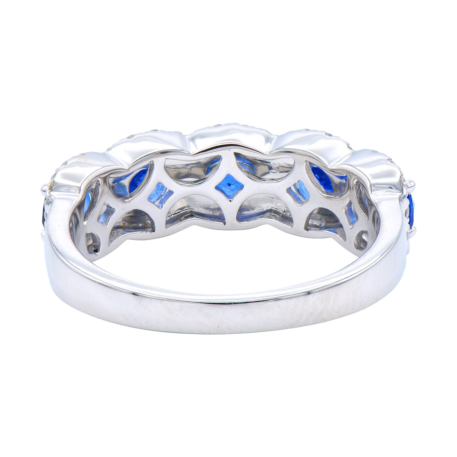 18K White Gold Blue Sapphire Round Ring, 2.44ct