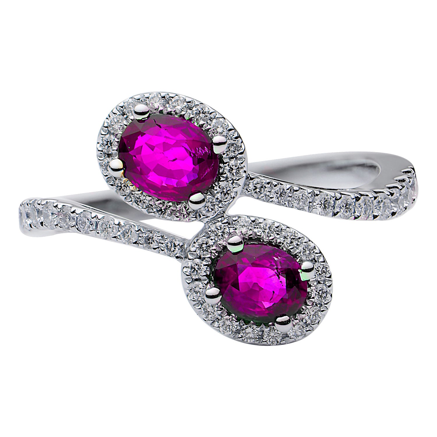 Ring 14KW/2.6G 2P.SAPP-0.96CT 52RD-0.31CT