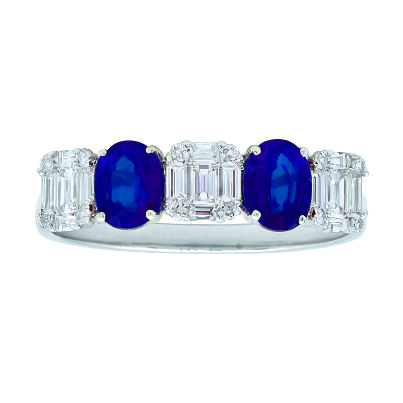 SR053874 - RING 18KW/3.2G 2SAPP-0.84CT 15BD-0.37CT 12RD-0.07CT