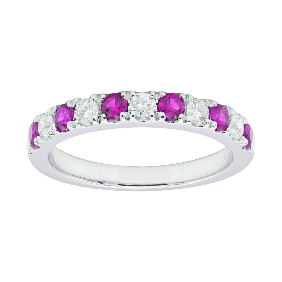 18K White Gold Pink Sapphire Ring Round, 0.4ct