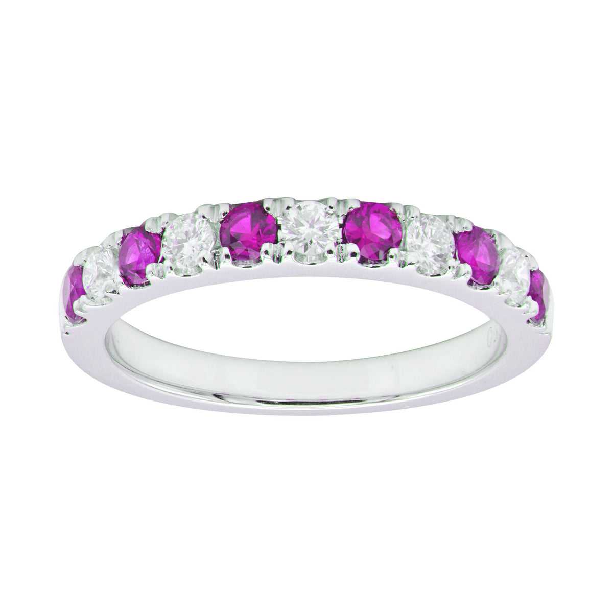 18K White Gold Pink Sapphire Ring Round, 0.4ct