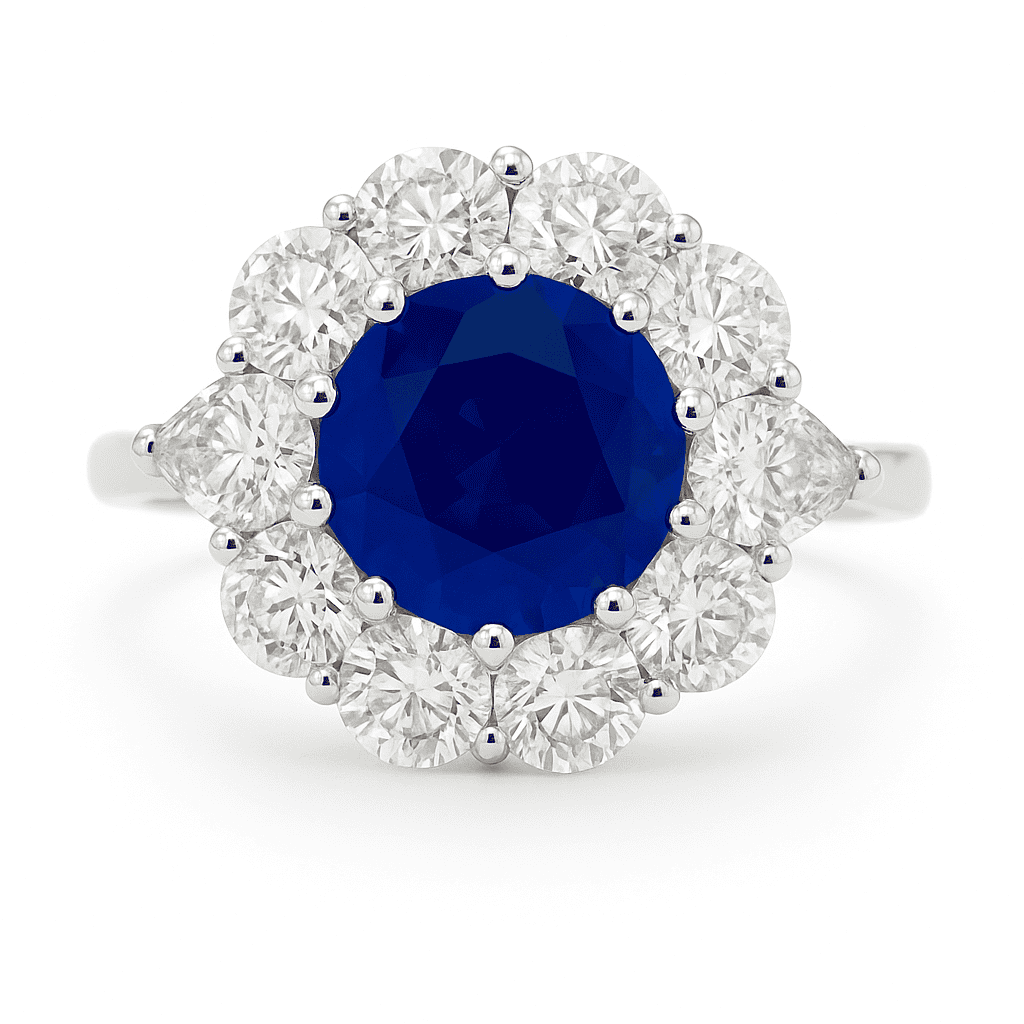 Handmade 18K White Gold Blue Sapphire Ring, 3.47ct
