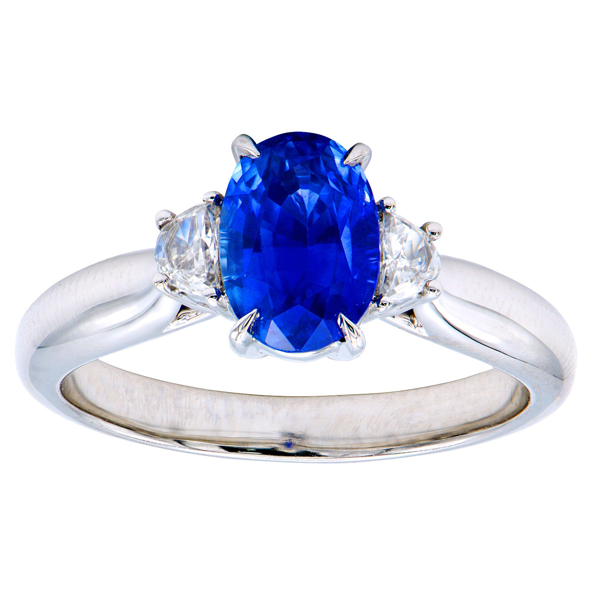 Handmade 18K White Gold Blue Sapphire Ring, 1.8ct