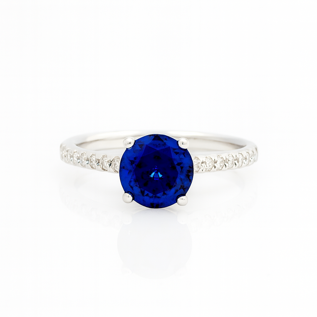 Handmade 18K White Gold Blue Sapphire Ring, 1.95ct