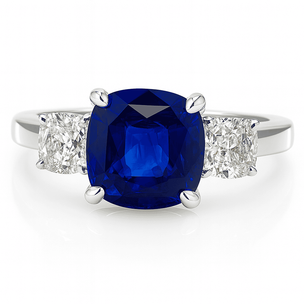 Handmade 18K White Gold Blue Sapphire Ring, 3.00ct