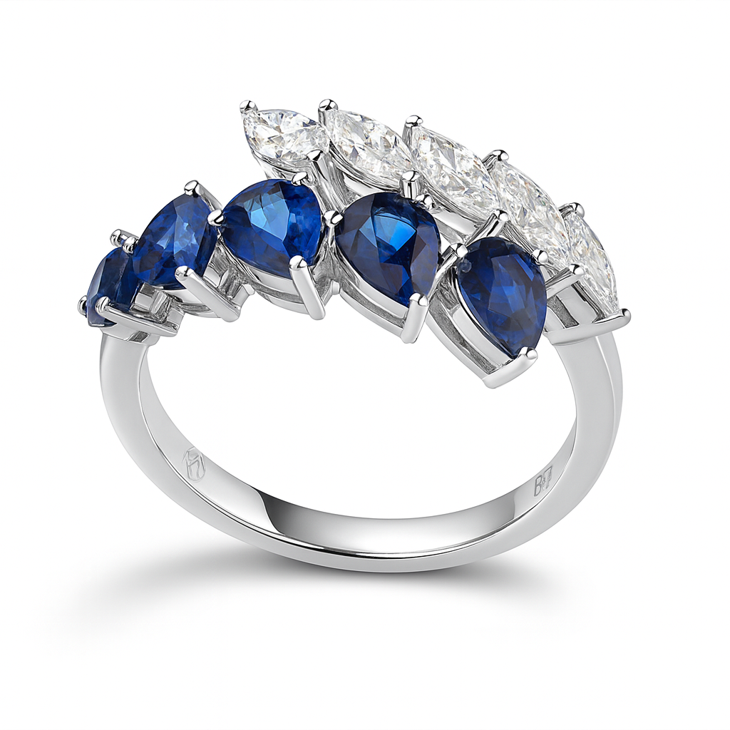 18K White Gold Blue Sapphire Ring, 1.45ct