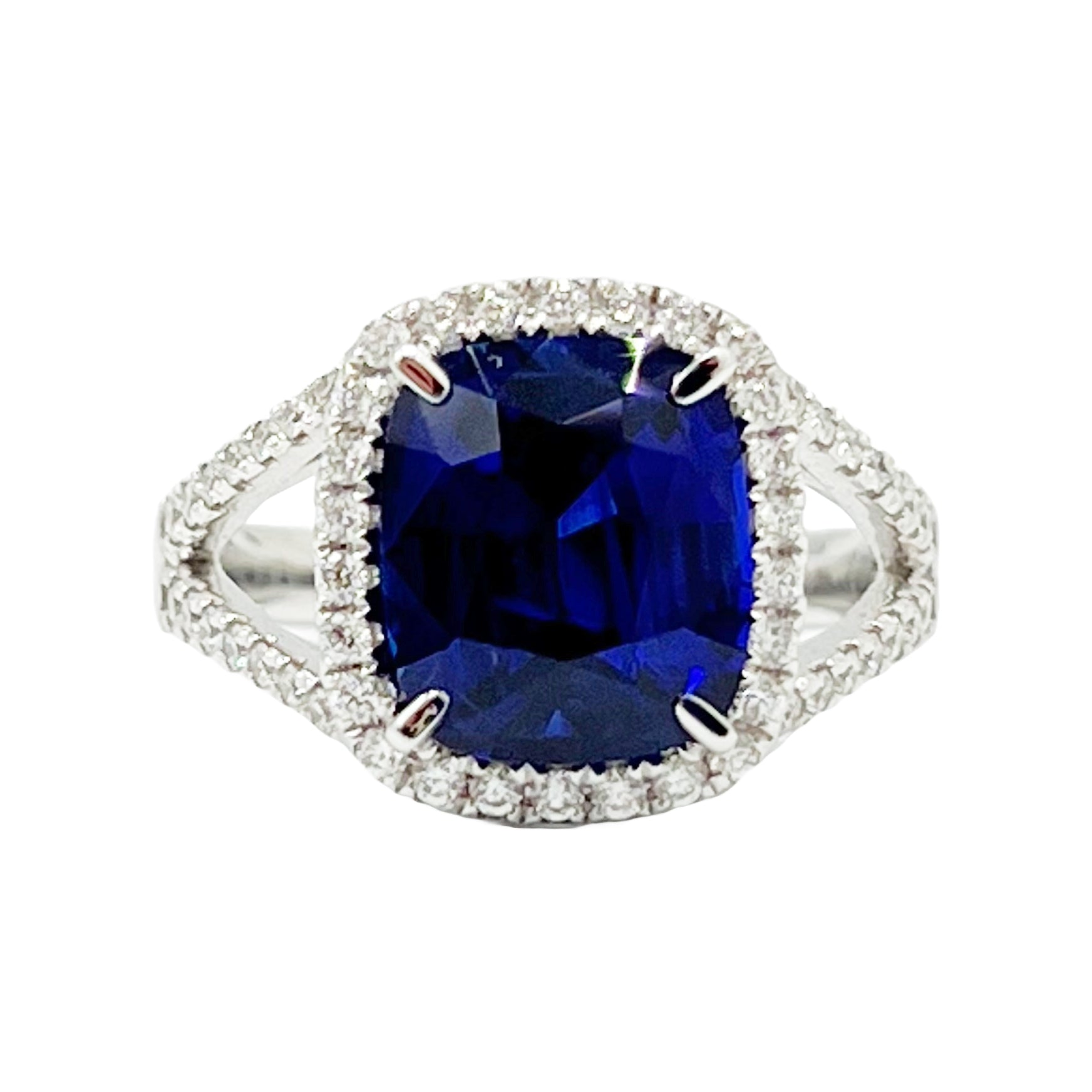 SR055273 - Ring 18KW/5.7G 1SAPP-5.04CT 54RD-0.49CT
