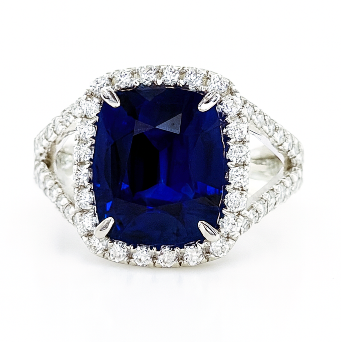SR055273 - Ring 18KW/5.7G 1SAPP-5.04CT 54RD-0.49CT