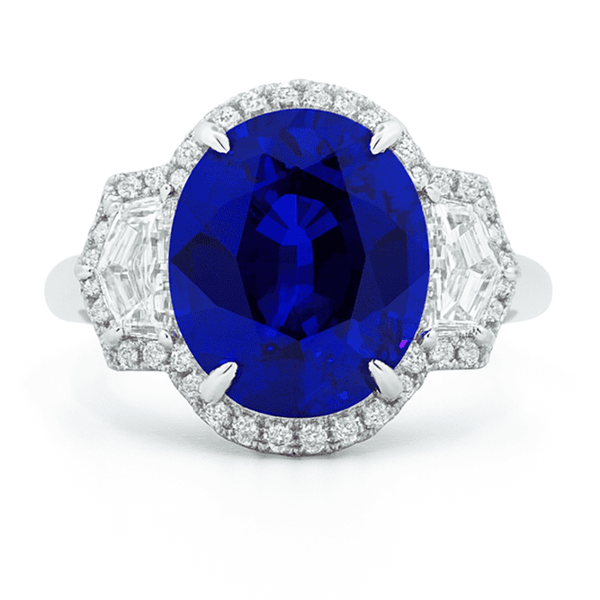 Handmade 18K White Gold Blue Sapphire Ring, 7.47ct