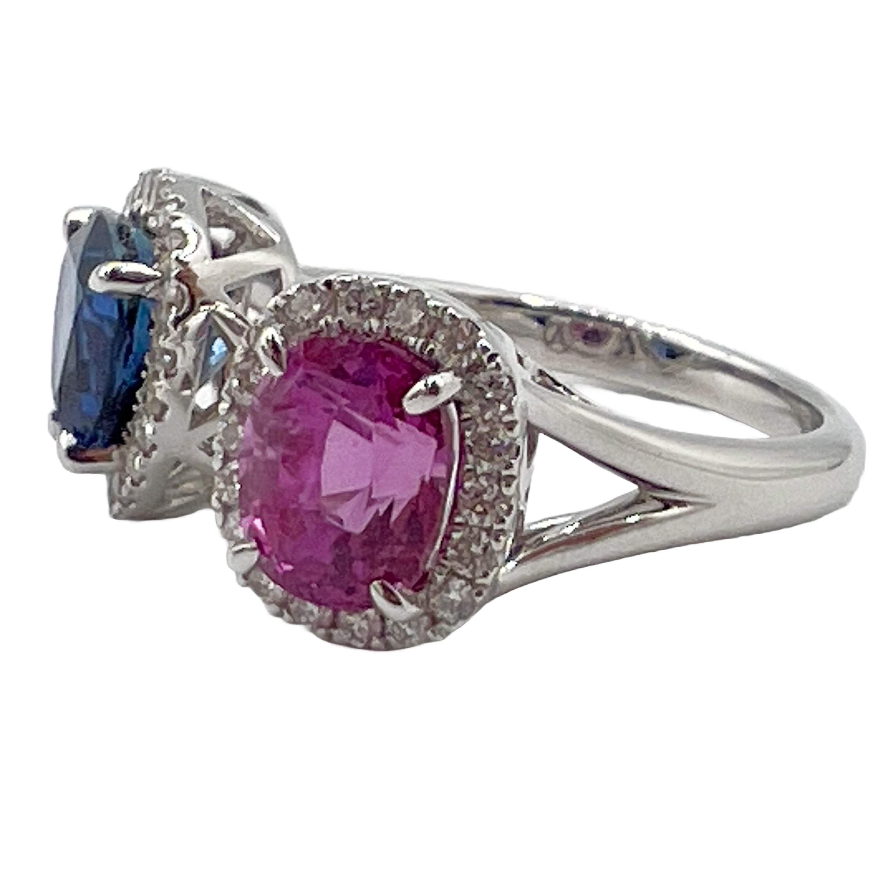 Handmade 18K White Gold Pink Sapphire Ring, 2.26ct