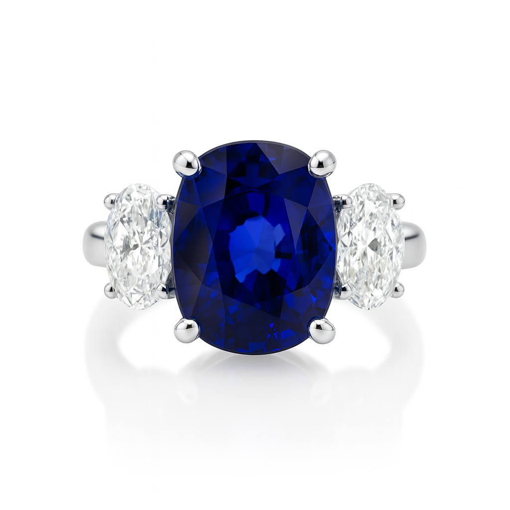 Handmade 18K White Gold Blue Sapphire Ring, 2.32ct