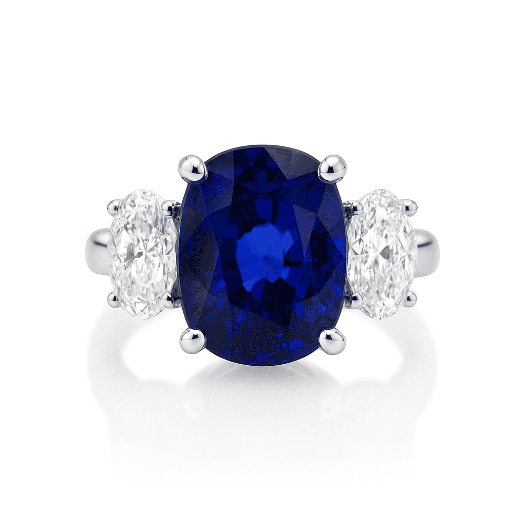 Handmade 18K White Gold Blue Sapphire Ring, 2.32ct