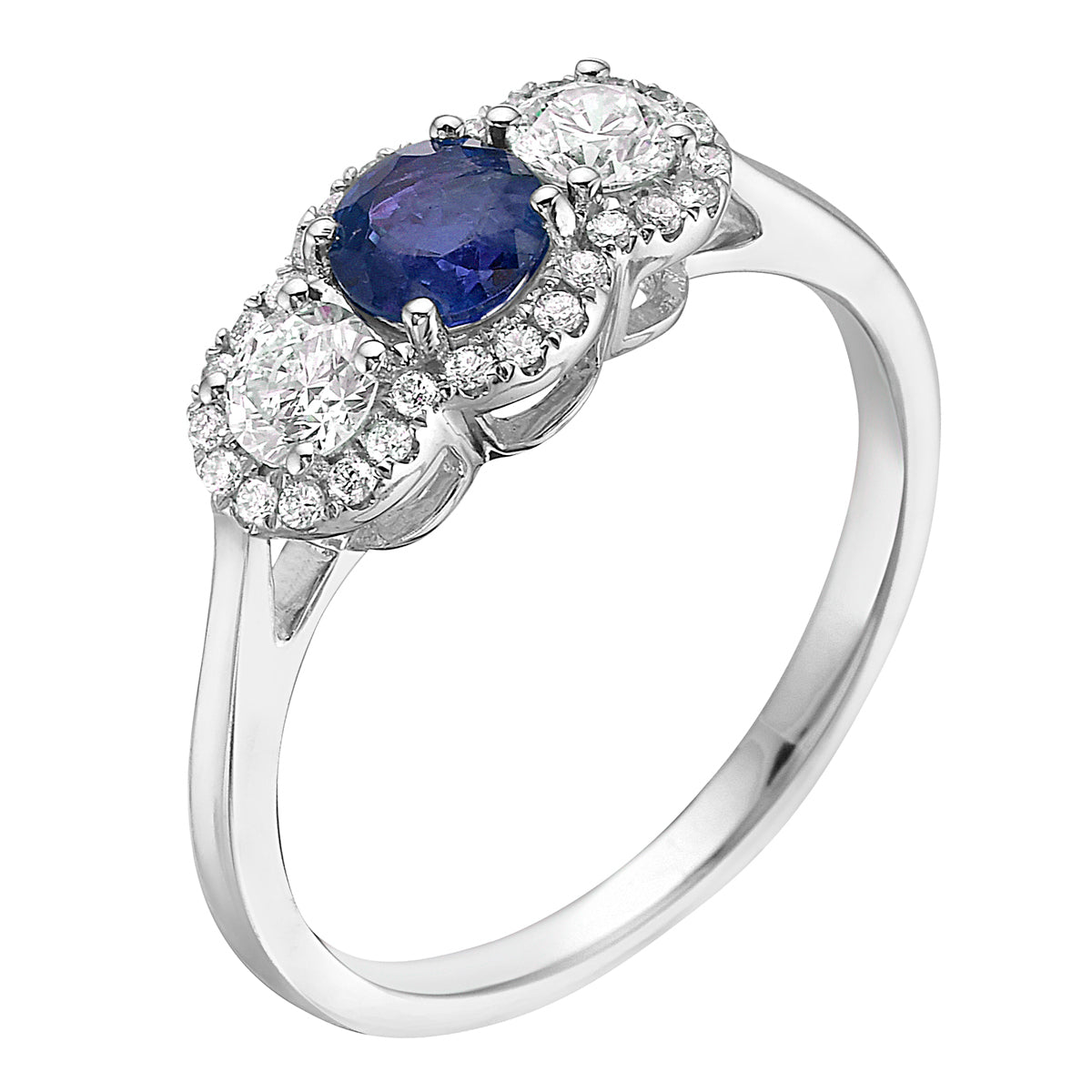 SR055735 - Ring 18KW/2.8G 2RD-0.31CT 1SAPP-0.56CT 28RD-0.11CT
