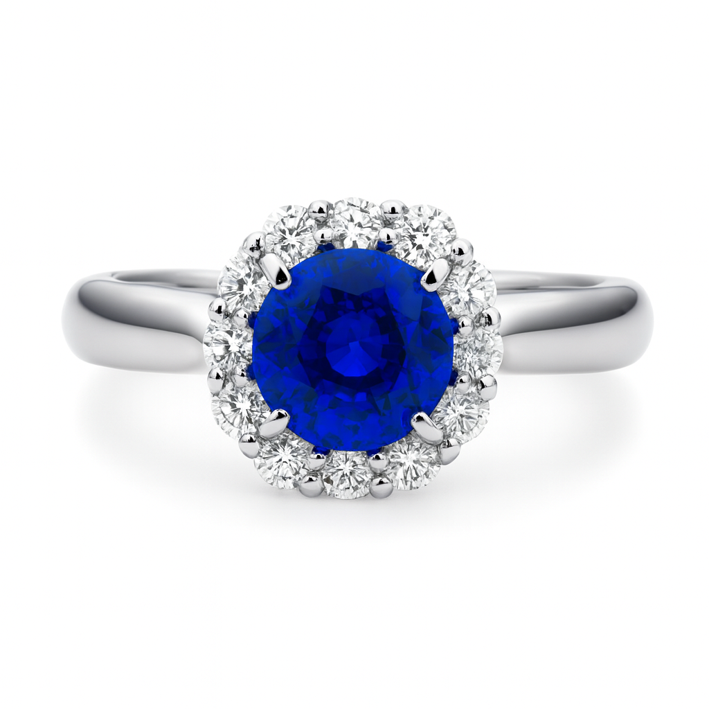 18K White Gold Blue Sapphire Ring, 1.06ct