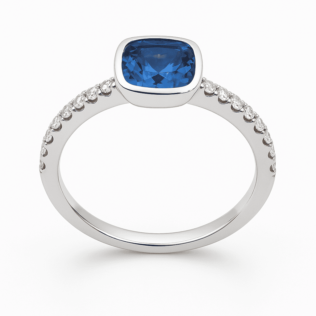 18K White Gold Blue Sapphire Ring, 1.05ct
