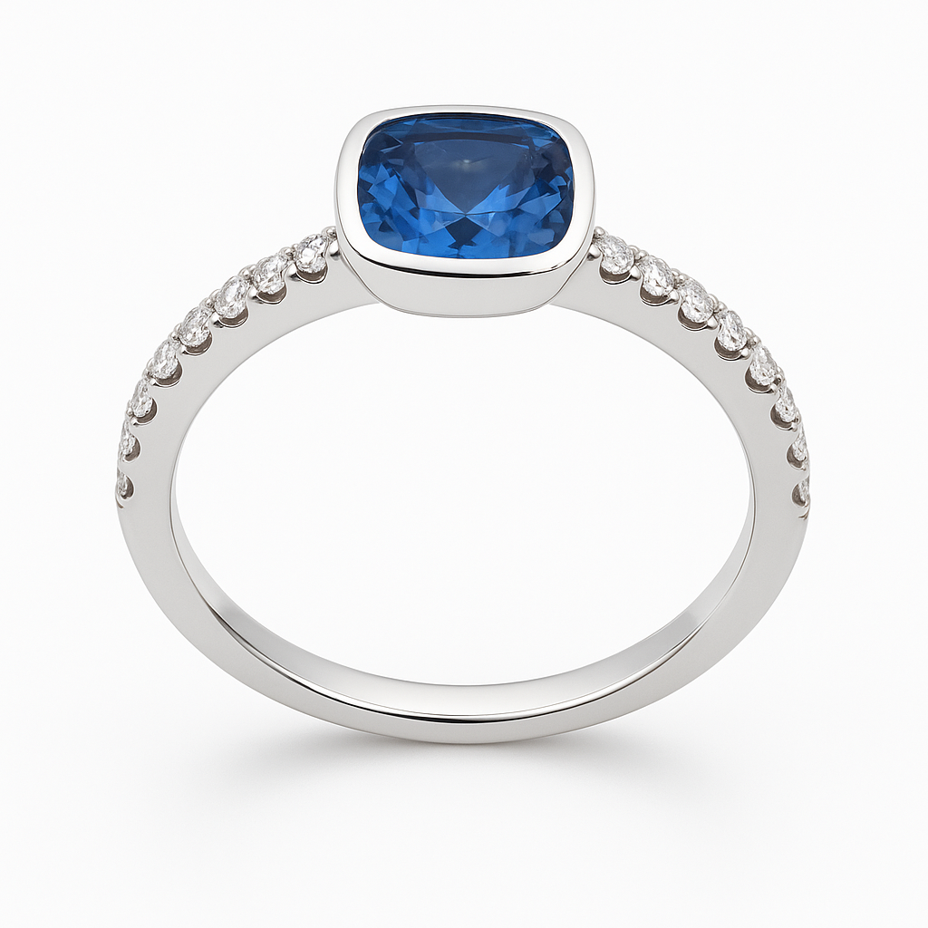 18K White Gold Blue Sapphire Ring, 1.05ct