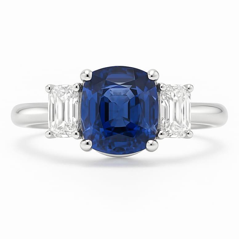 Handmade 18K White Gold Blue Sapphire Ring, 1.66ct