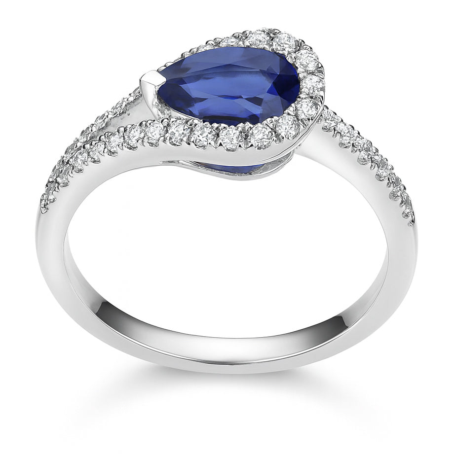 Handmade 18K White Gold Blue Sapphire Ring, 1.57ct