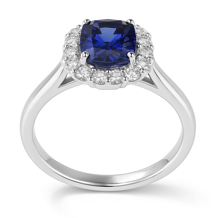 Handmade 18K White Gold Blue Sapphire Ring, 1.55ct