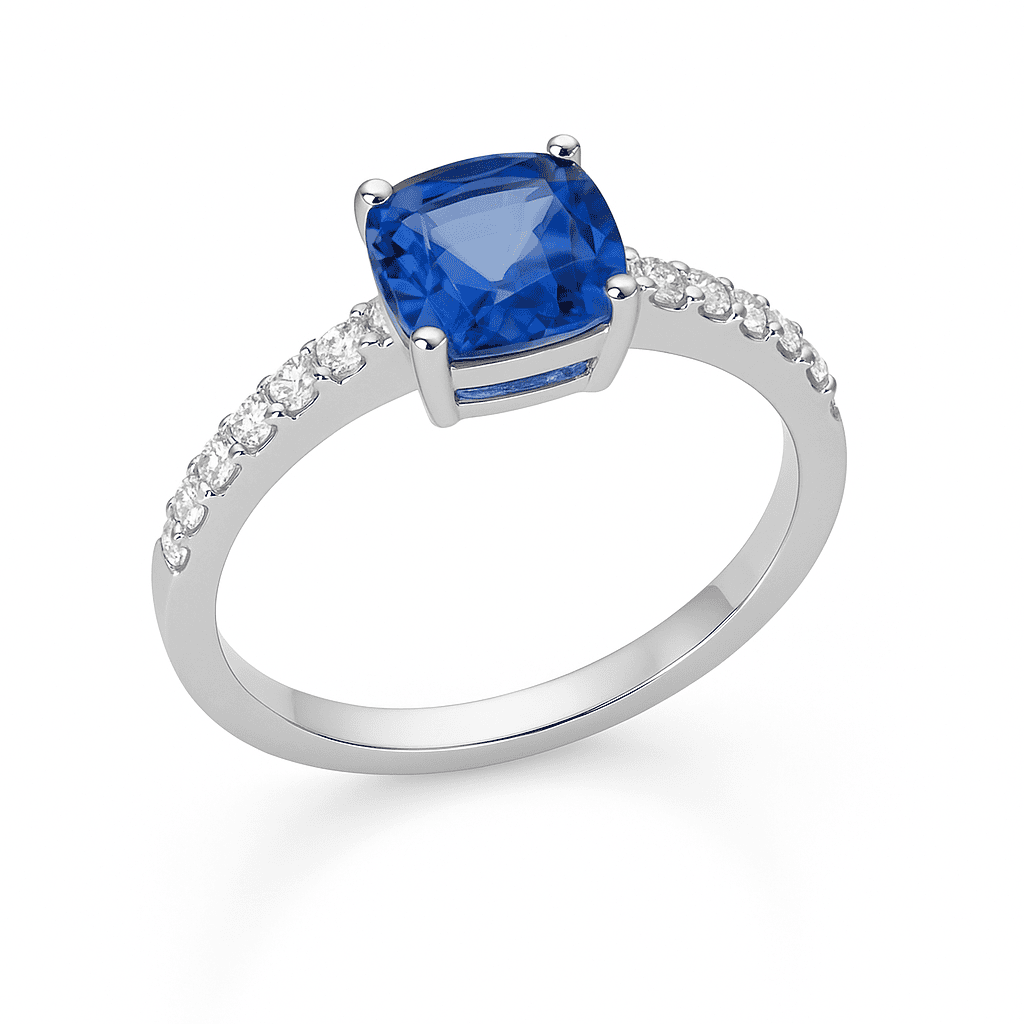 Handmade 18K White Gold Blue Sapphire Ring, 1.05ct