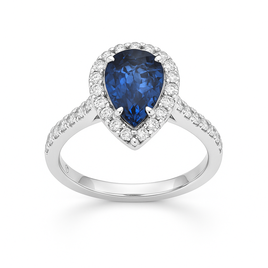 Handmade 18K White Gold Blue Sapphire Ring, 1.08ct