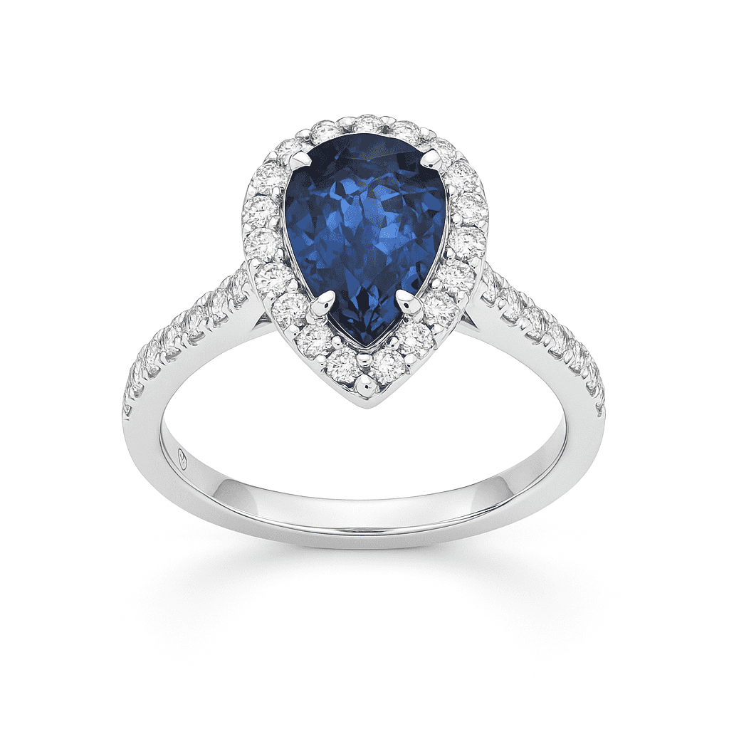 Handmade 18K White Gold Blue Sapphire Ring, 1.33ct
