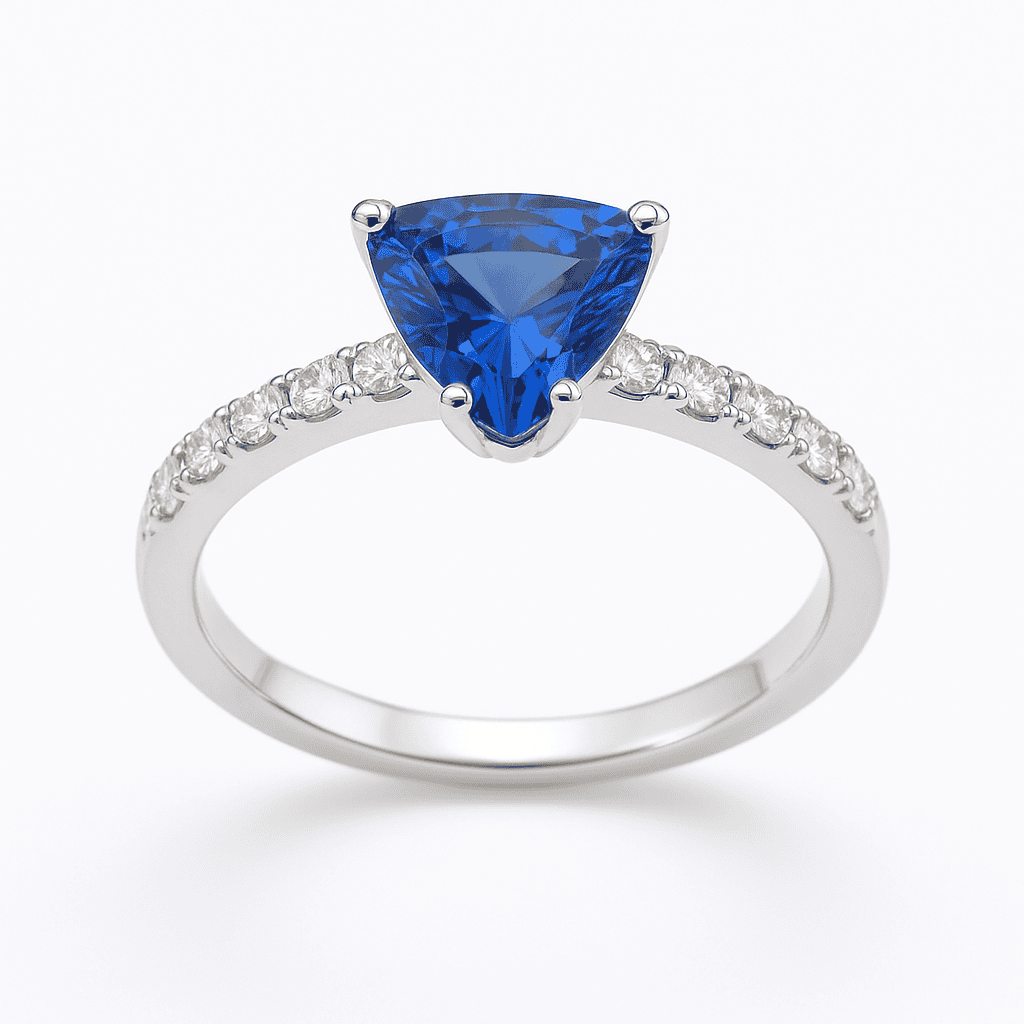 Handmade 18K White Gold Blue Sapphire Ring, 1.12ct