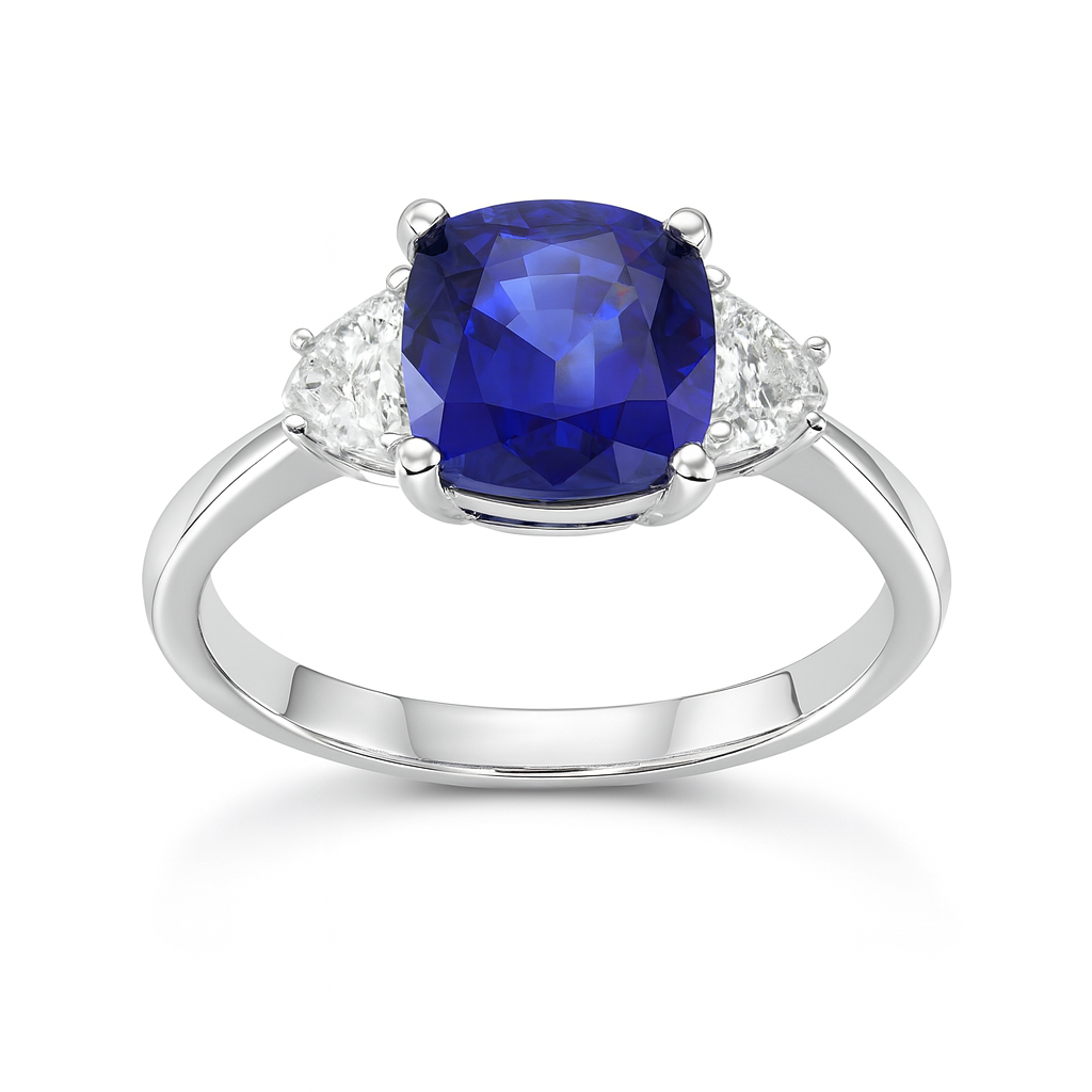 Handmade 18K White Gold Blue Sapphire Ring, 1.59ct