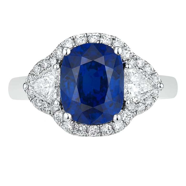 Handmade 18K White Gold Blue Sapphire Ring, 2.07ct