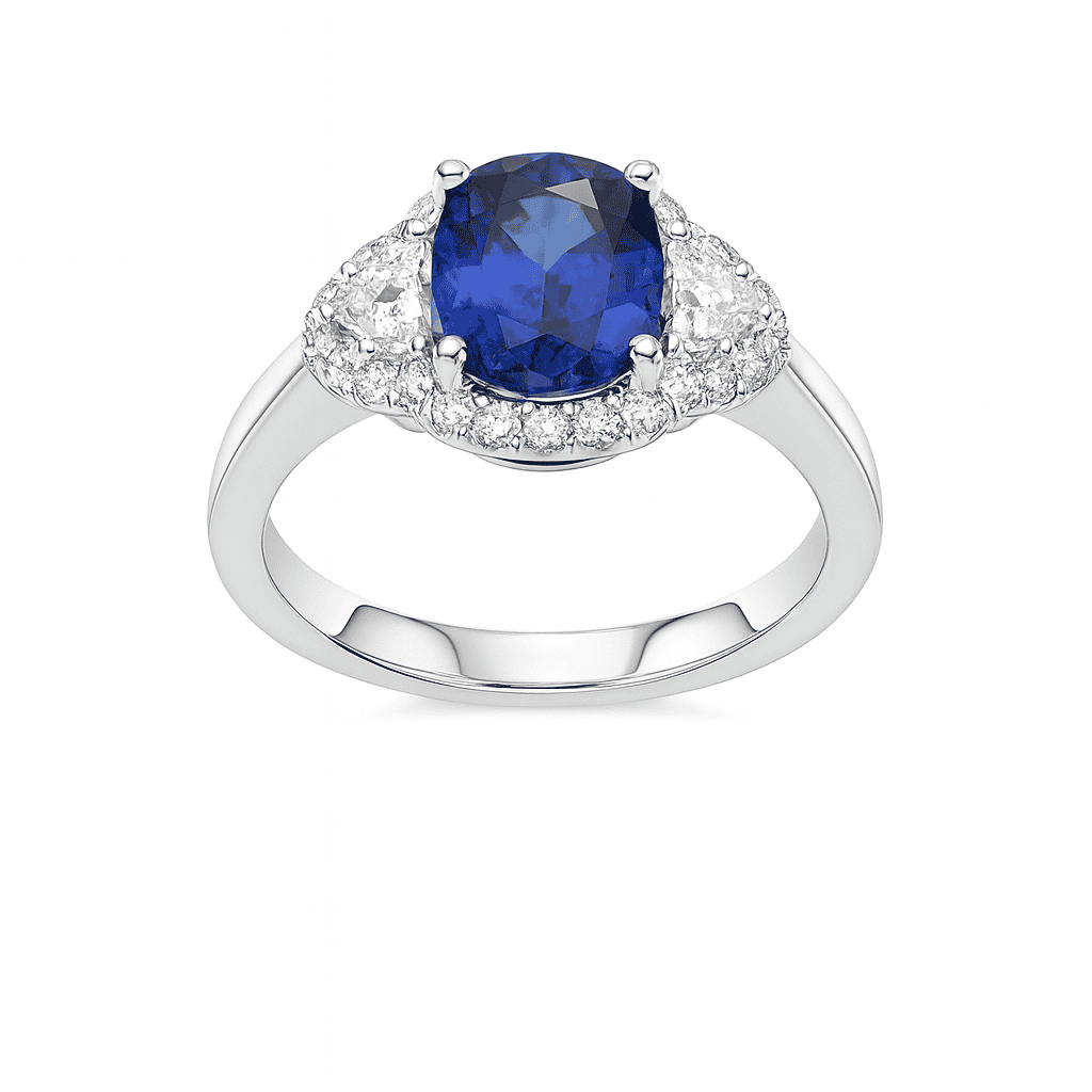 Handmade 18K White Gold Blue Sapphire Ring, 2.07ct