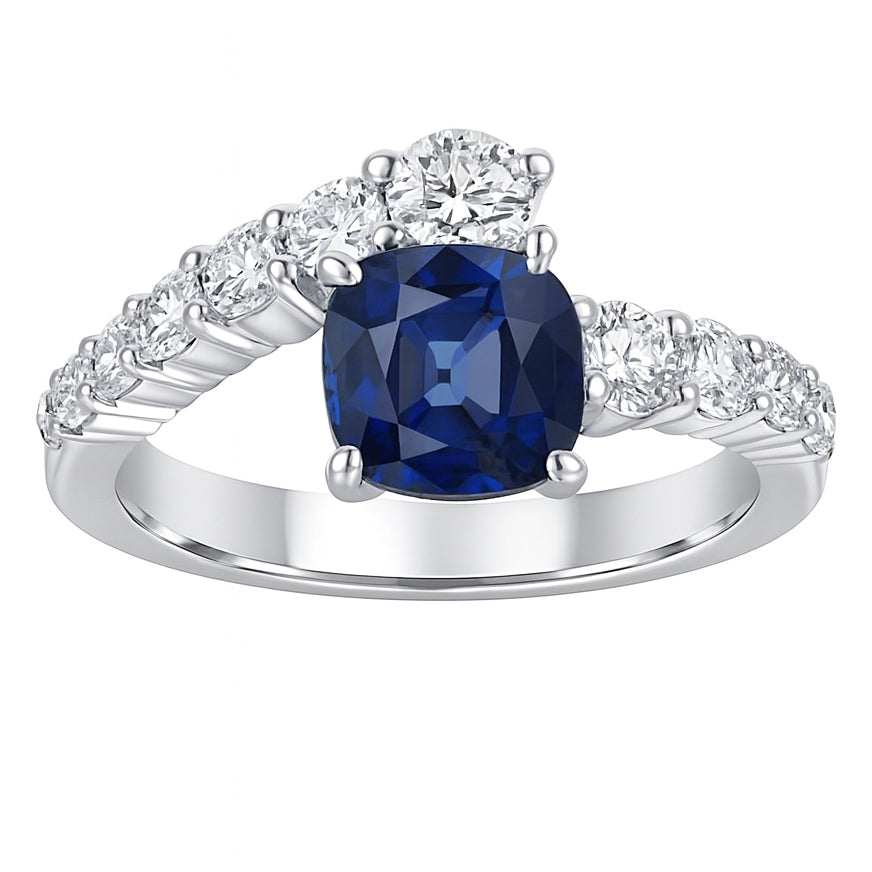 SR056022 - Ring 18KW/3.7G 1SAPP-1.05CT 11RD-0.70CT