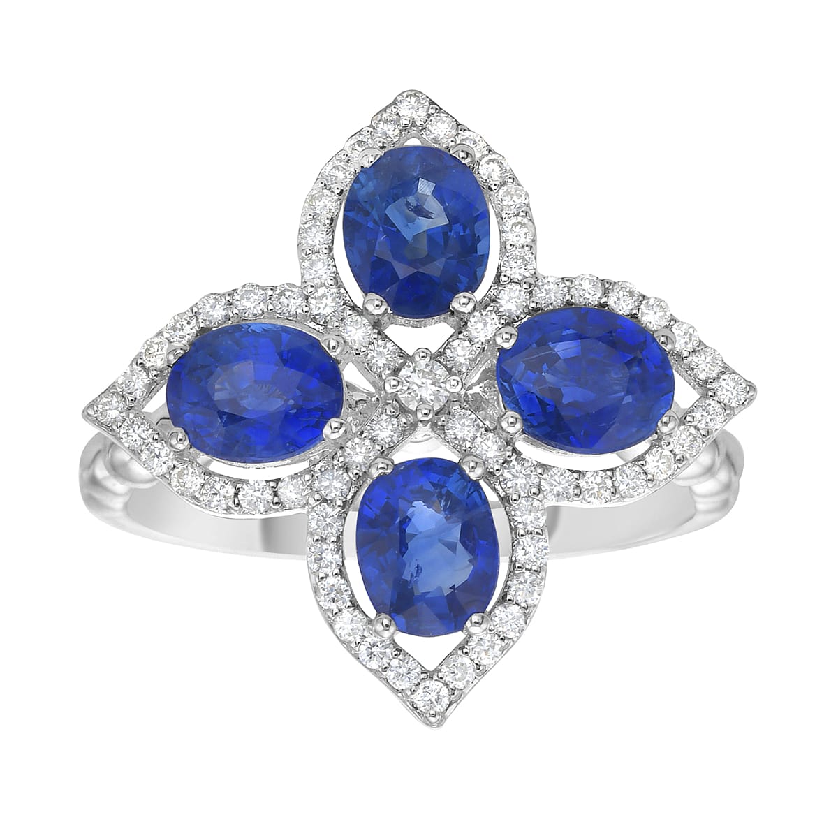 18K White Gold Blue Sapphire Ring, 2ct