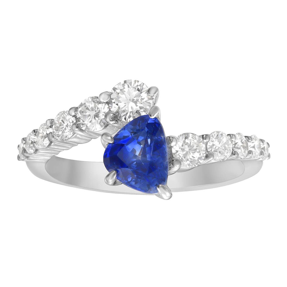 Handmade 18K White Gold Blue Sapphire Ring, 1.26ct
