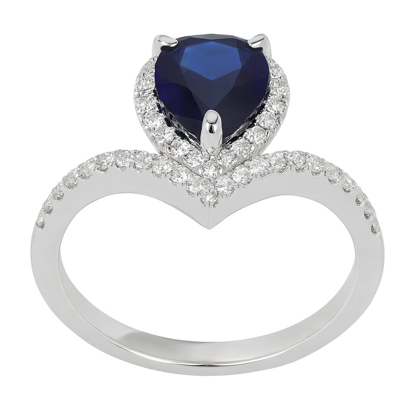 Handmade 18K White Gold Blue Sapphire Ring, 1.44ct