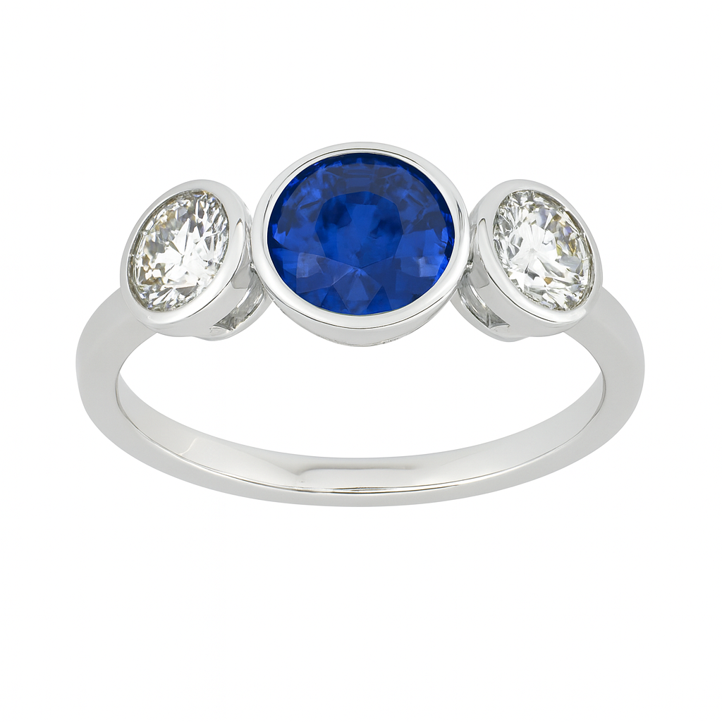 Handmade 18K White Gold Blue Sapphire Ring, 1.05ct