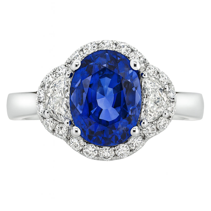 SR056456 - Ring 18KW/3.8G 1SAPP-2.56CT 2HM-0.32CT 28RD-0.18CT