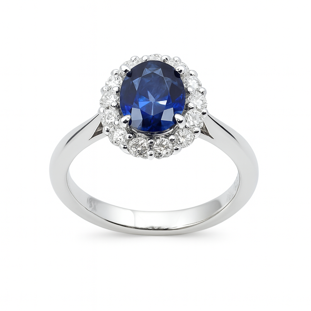 Handmade 18K White Gold Blue Sapphire Ring, 2.04ct