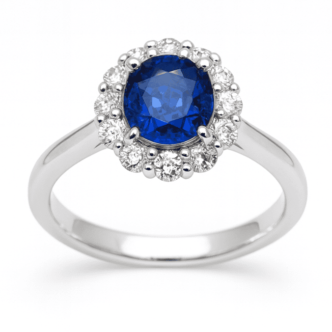 Handmade 18K White Gold Blue Sapphire Ring, 0.89ct