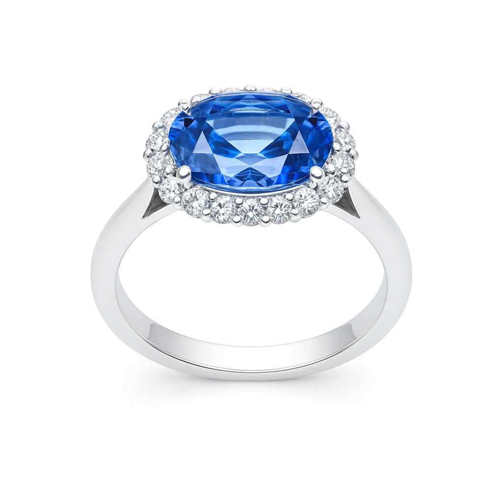 Handmade 18K White Gold Blue Sapphire Ring, 1.95ct