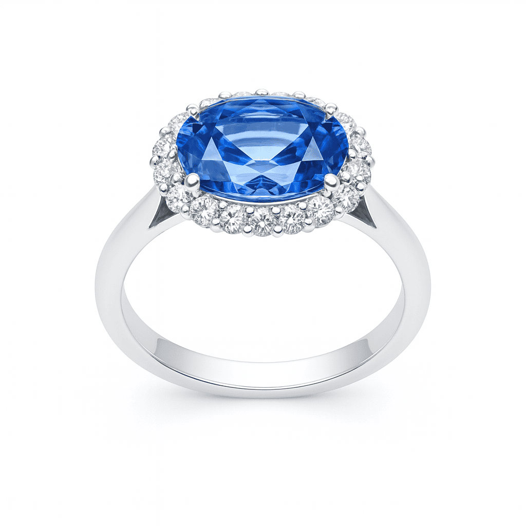 Handmade 18K White Gold Blue Sapphire Ring, 1.95ct