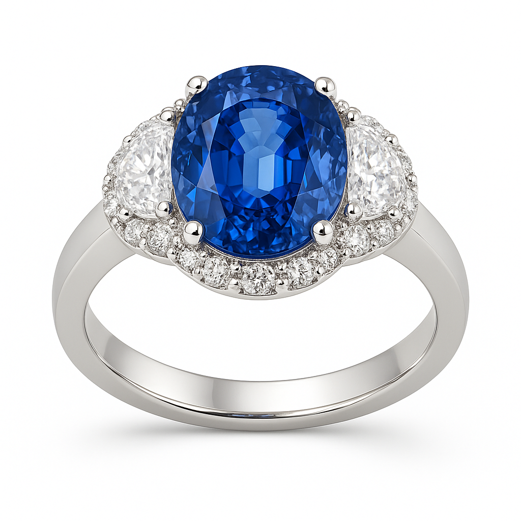 SR056270 - Ring 18KW/4.4G 1SAPP-2.26CT 2HM-0.33CT 24RD-0.20CT