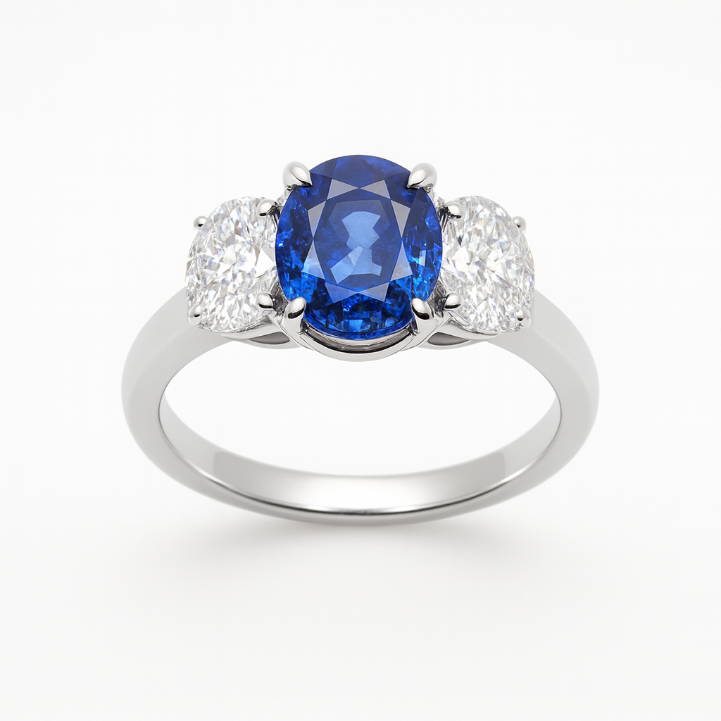 Handmade 18K White Gold Blue Sapphire Ring, 1.32ct